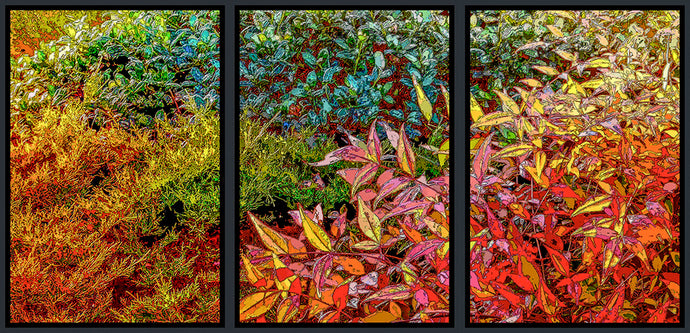 Altered photographic art, Fall, autumn Seasons art, set of 3, large canvas, Julie Flanagan, ARTrageous Studio