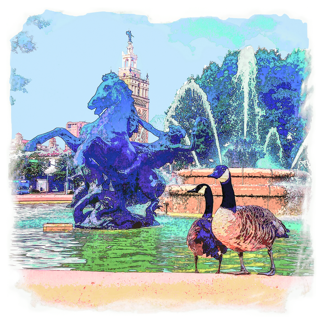 Plaza Fountain Geese
