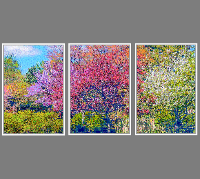 God's Profligacy, SPRING Tryptic #1, 2, 3 - Nature Impressionistic