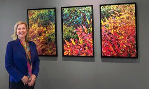 Altered photographic art, Fall, autumn Seasons art, set of 3, large canvas, Julie Flanagan, ARTrageous Studio